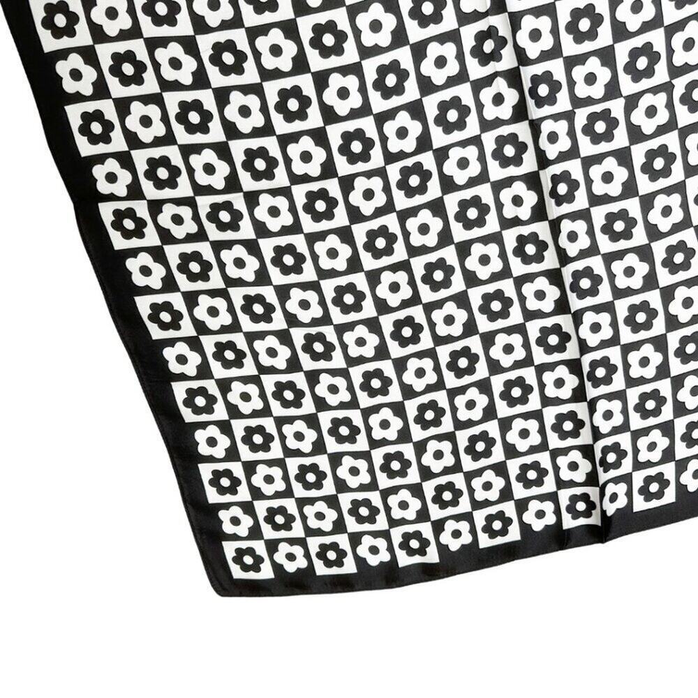 2/$30 NEW Groovy Retro Flower Power Black White Geometric Print Fashion Scarf - Picture 5 of 9
